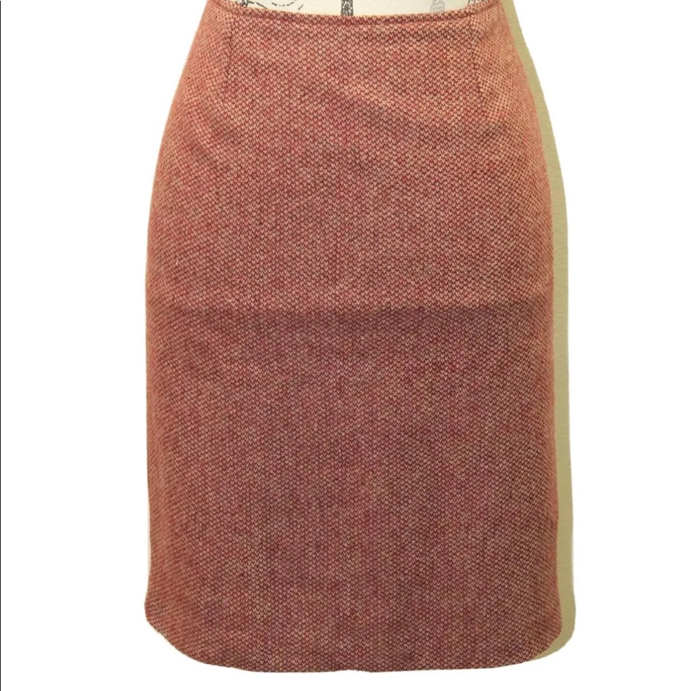 Massimo Women Red Tweed Pencil Skirt 26 In Sz 44 Wool
